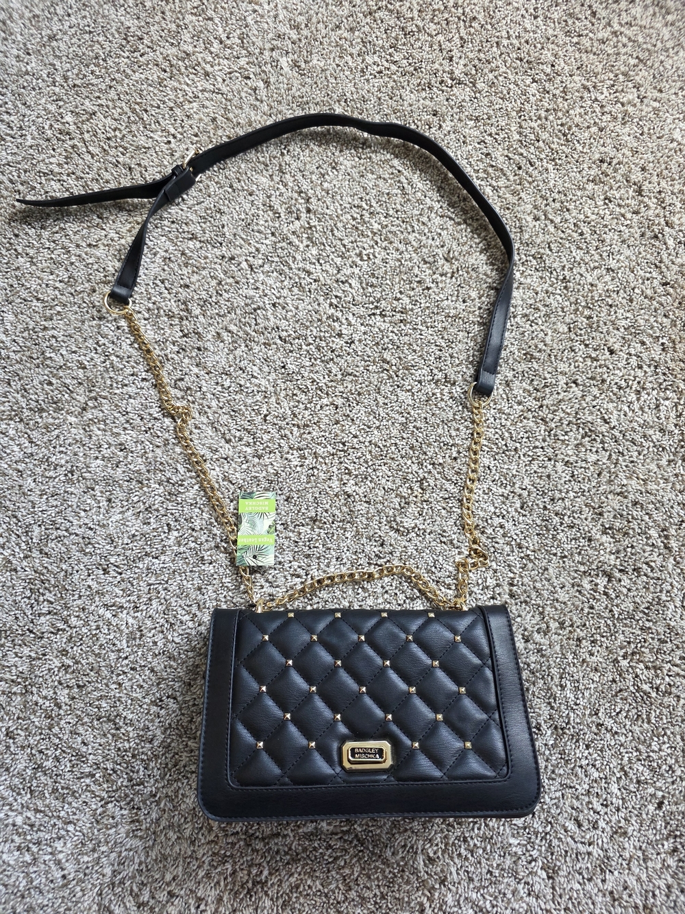 Quilted Black Crossbody Bag with Gold Chain